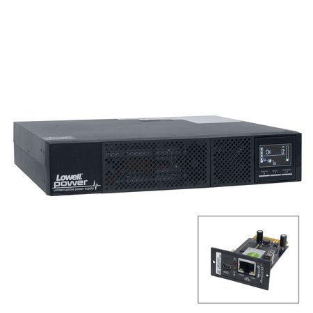 LOWELL UPS System, 3000VA, 7 Outlets, DIN Rail/Tower, Out: 120V AC , In:50 to 150V AC UPS9A-3000-IP